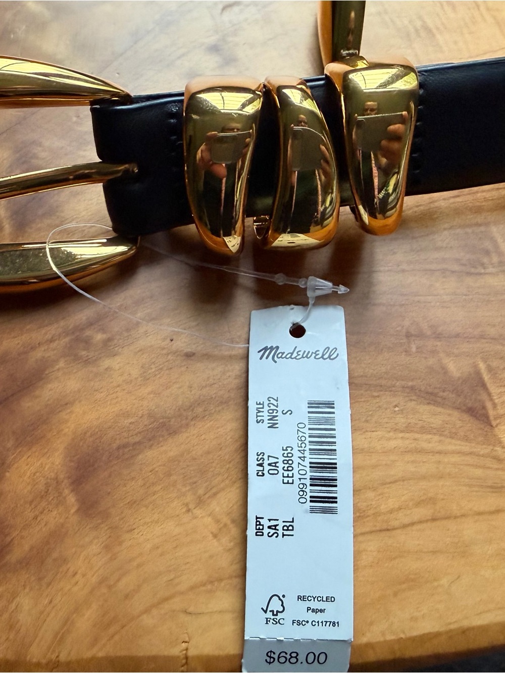 Madewell Black Leather Belt with Gold Buckle - Picture 4 of 7